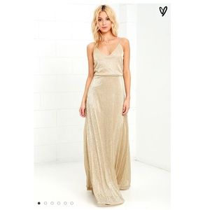 Lulus Friend of the Glam Gold Maxi Dress.